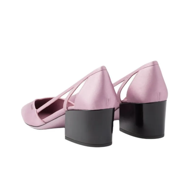 PRADA Chunky Heel High Heels 5.5cm Women's Pink-3