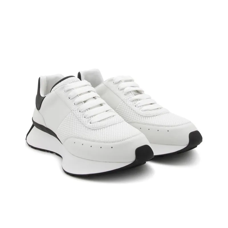 Alexander McQueen Logo Printed Mesh Lace Up Sneakers-2