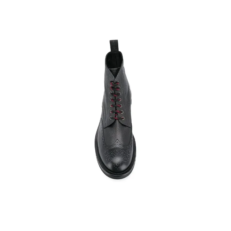 Alexander McQueen Pebble Grain Commando Boots 'Black'-4
