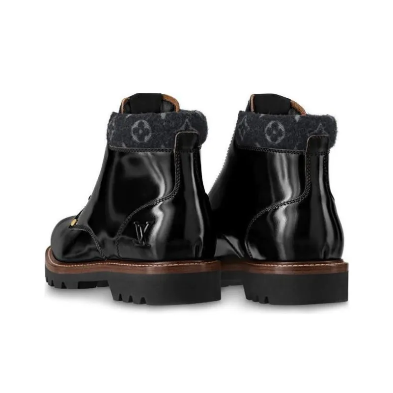 LOUIS VUITTON Oberkampf Ankle-Length Martin Boot Men's Black-4