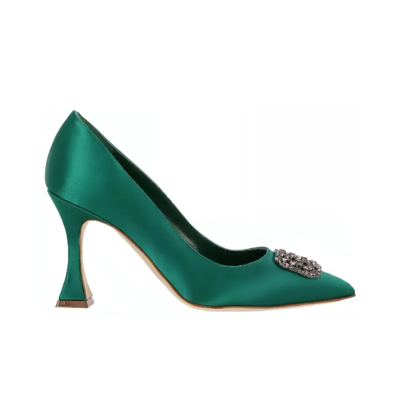 MANOLO BLAHNIK Floritanuhi Slim Heel High Heels Women's Green-1