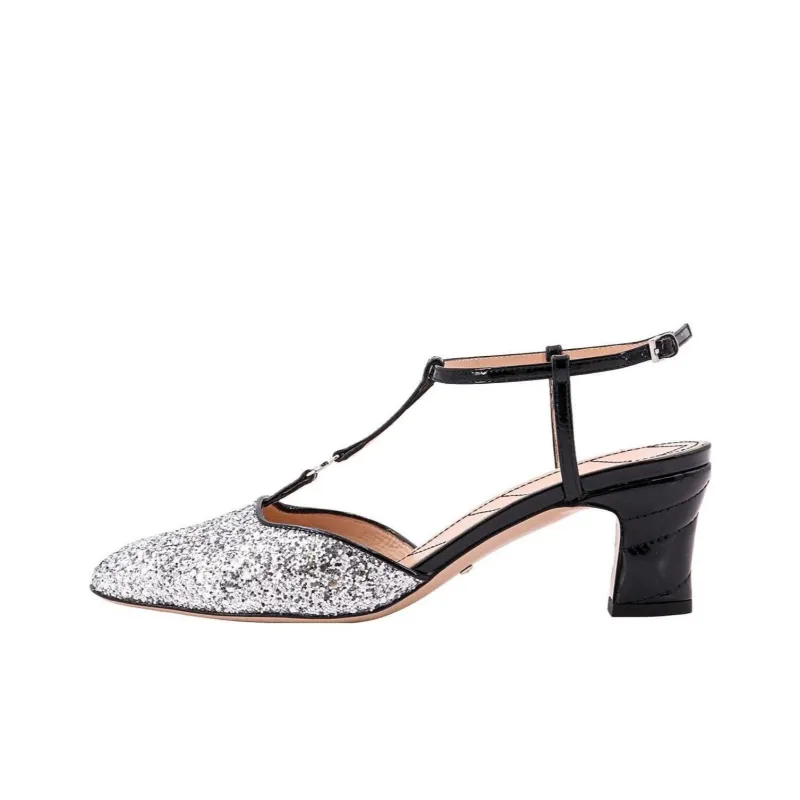 GUCCI Chunky Heel High Heels 5.5cm Women's Silver-0