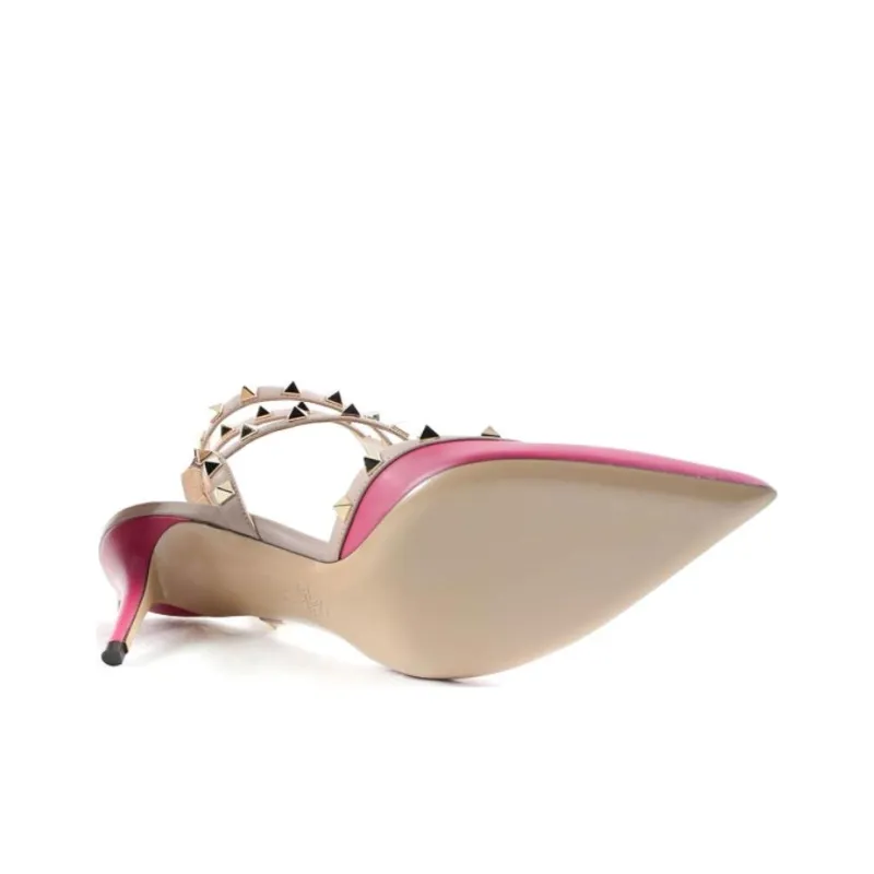 Valentino Rockstud Slim Heel High Heels 6cm Women's Red-4