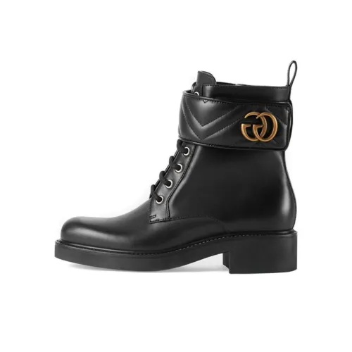 GUCCI Double G 40mm Ankle Boot Black Leather Women's