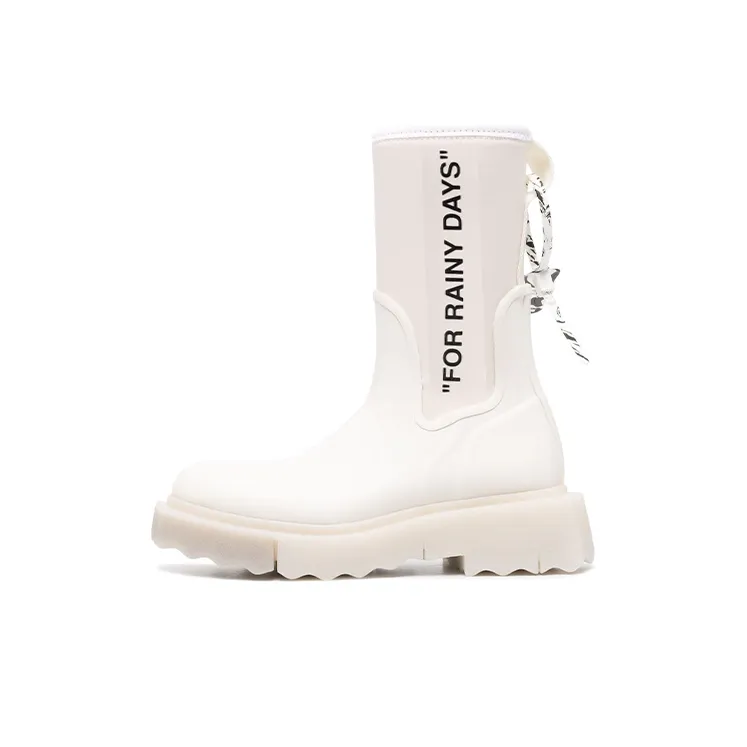 OFF WHITE 'For Rainy Days' Rain Boots White Women's-0