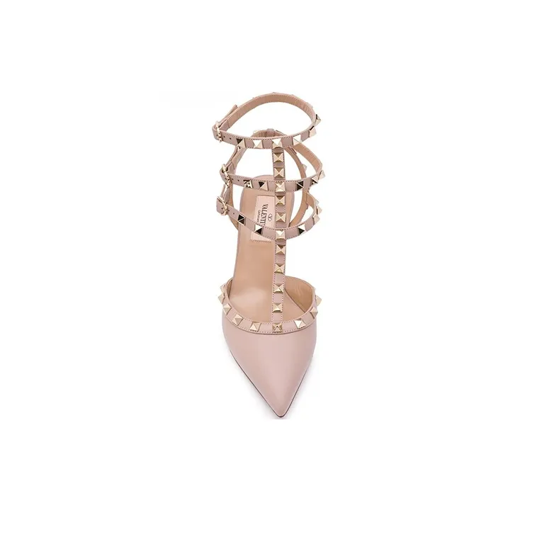 Valentino Rockstud Slim Heel High Heels 6.5cm Women's Nude Pink-3