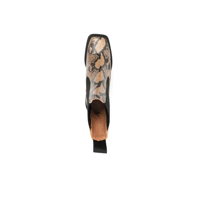 GANNI Short Chelsea Boots Women's Brown Black-4