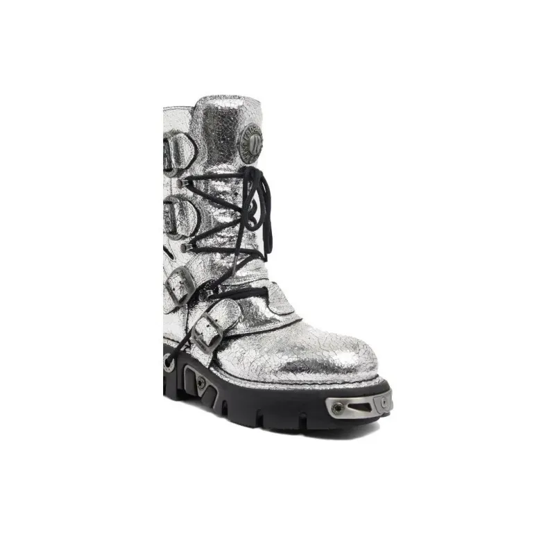 Paco Rabanne X New Rock Metallic Leather Boots-3