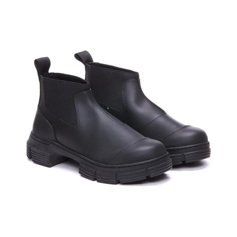 GANNI Crop City Short Chelsea Boots Women's Black-1