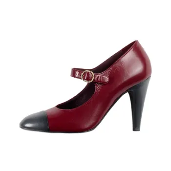 CHANEL Cone Heel High Heels Women's Burgundy