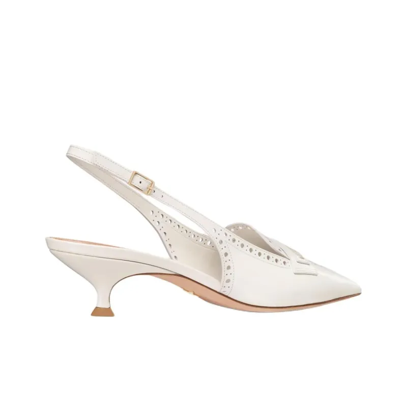 DIOR Boy Slim Heel High Heels 4cm Women's White-3