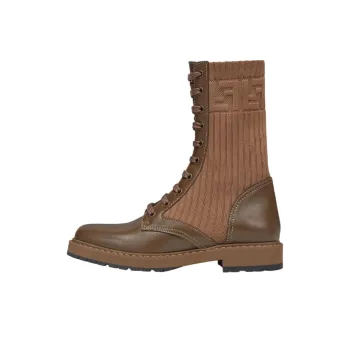 FENDI Women's FF Rockoko Biker Boot 'Brown'