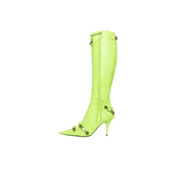 Balenciaga Women's Cagole 90mm Boot 'Neon Yellow'