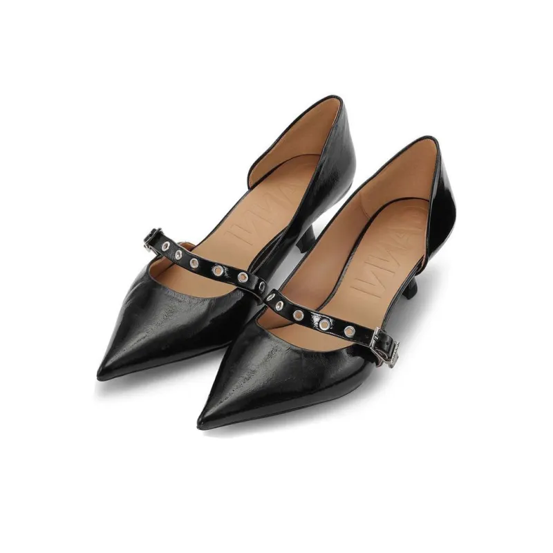 GANNI Eyelet-detail Kitten-heel Pumps-2