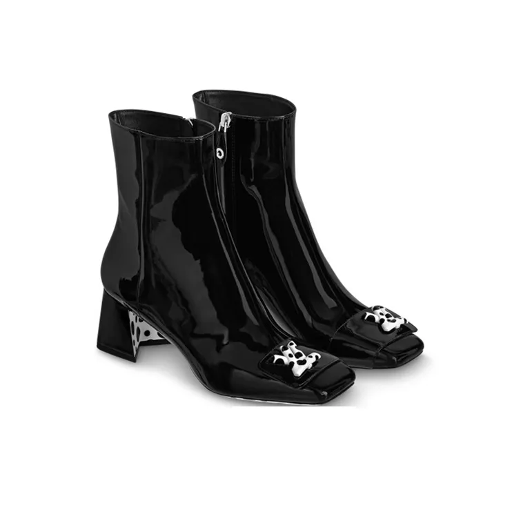 LOUIS VUITTON X Yayoi Kusama 55mm Heeled Boots 'Black' Women's-1