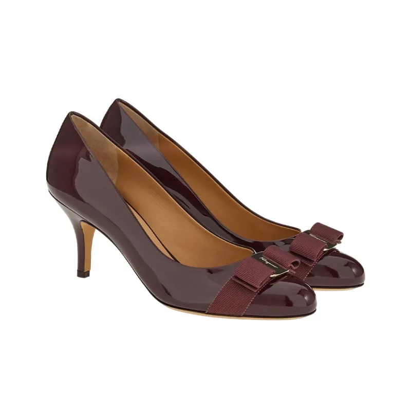 FERRAGAMO Vara 70mm Bow-detail Pumps-1