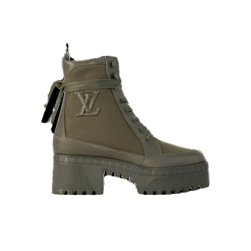 LOUIS VUITTON Laureate Ankle Boots 6cm Women's Khaki Green-1