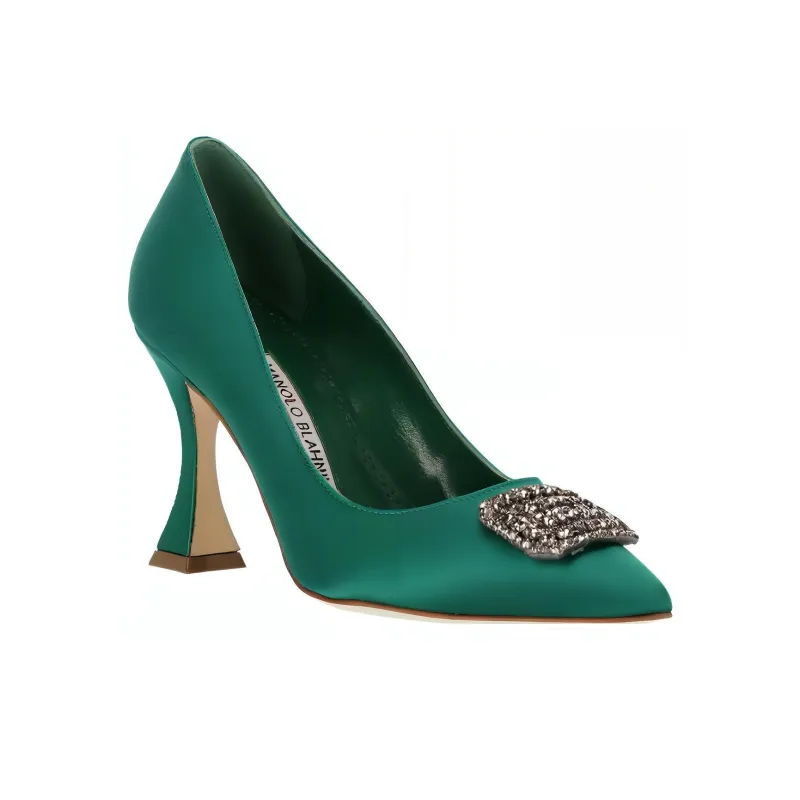 MANOLO BLAHNIK Floritanuhi Slim Heel High Heels Women's Green-2