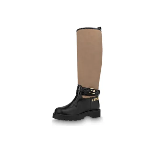 LOUIS VUITTON Territory Knee high Boots Women's Black Brown