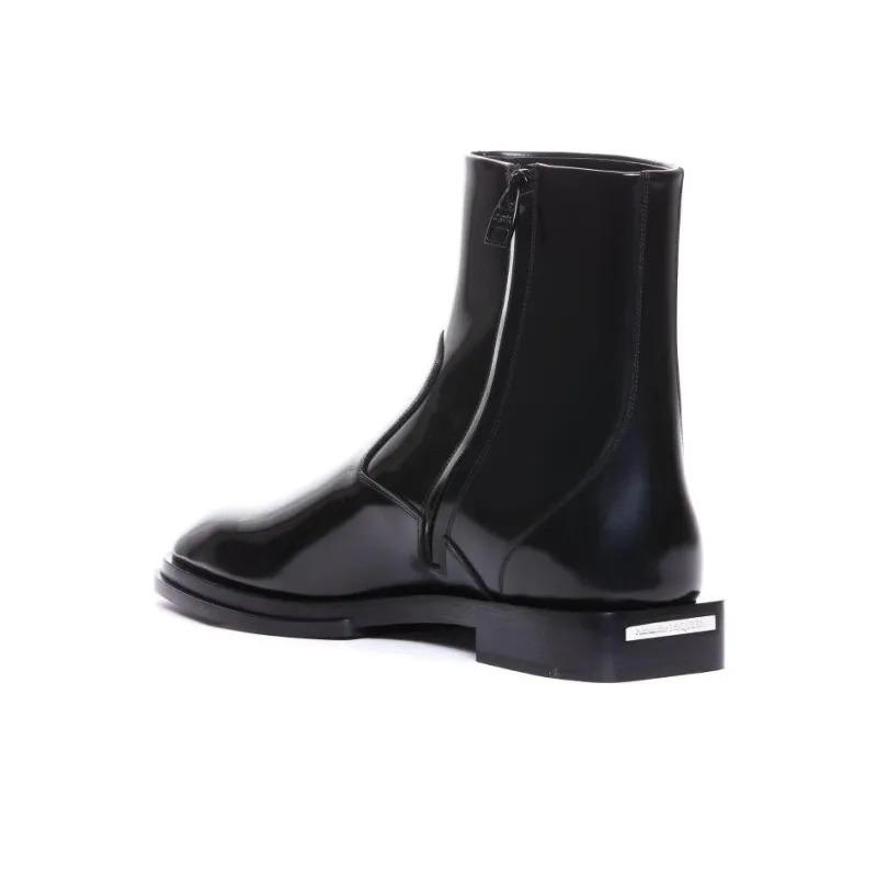 Alexander McQueen Logo Plaque Zip Up Boots-3