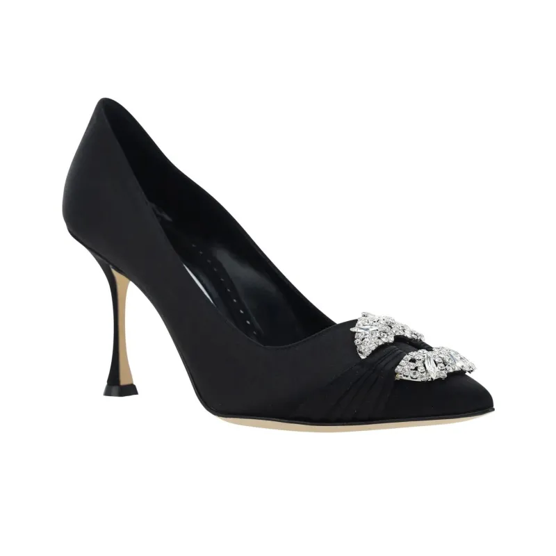 MANOLO BLAHNIK Maida Embellished Satin Pumps-2
