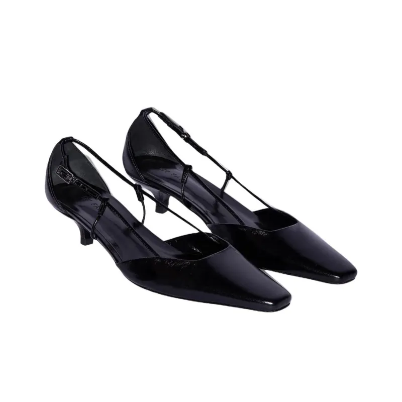 By Far 40mm Francine Creased Leather Pumps-3