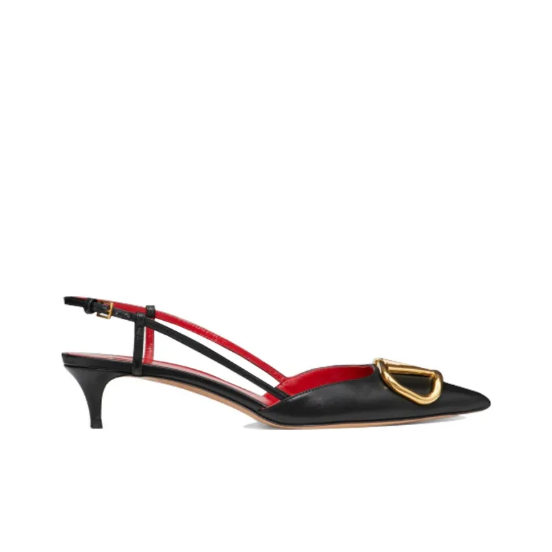 Valentino Vlogo GARAVANI Cone Heel High Heels 4cm Women's Black-1