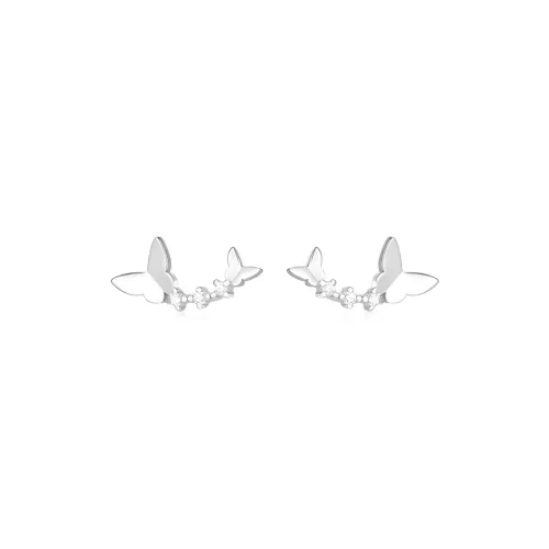 JOLLY NOTE Sterling Silver Stud Earrings Women's Good Luck