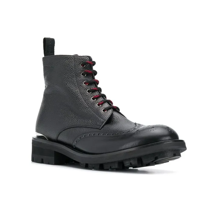 Alexander McQueen Pebble Grain Commando Boots 'Black'-2