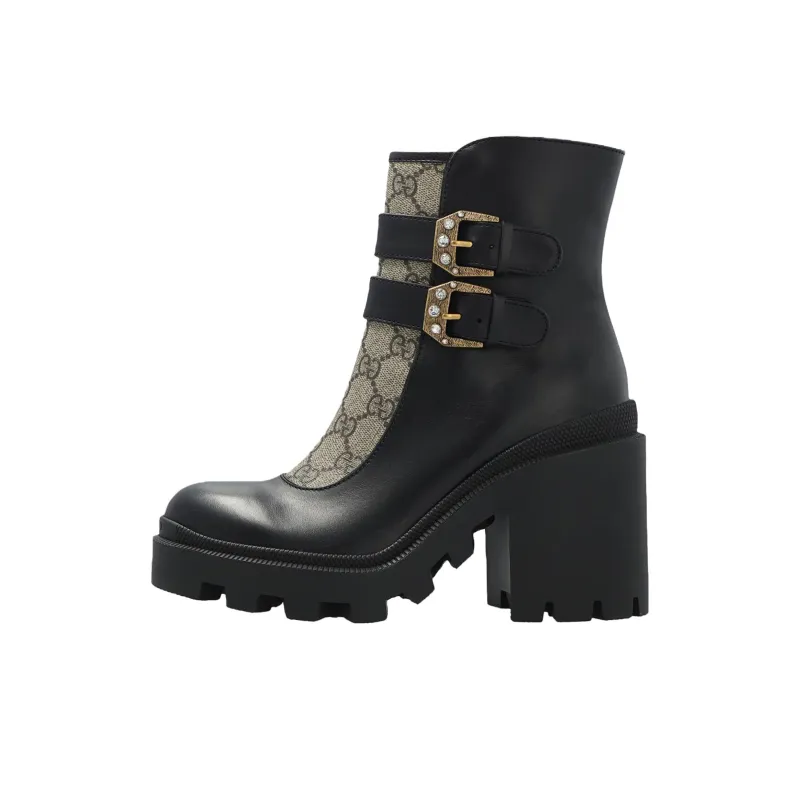 GUCCI Women's Ankle Boot 'Buckles Black Beige' Women's-0