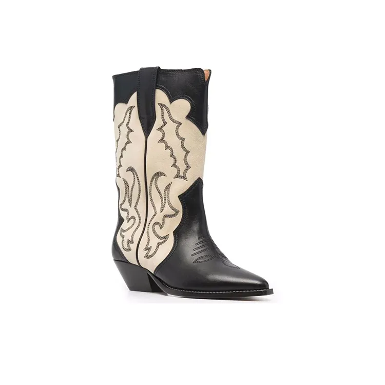 ISABEL MARANT 40mm Two-tone Leather Western Boots-2