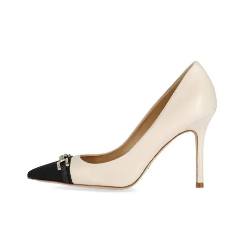 Elisabetta Franchi Chain Slim Heel High Heels 10.5cm Women's Beige Black
