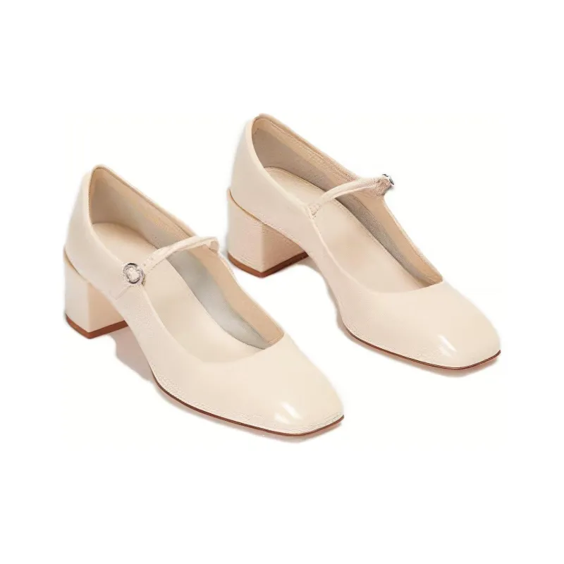 Aeyde Chunky Heel High Heels 4.5cm Women's Beige-4
