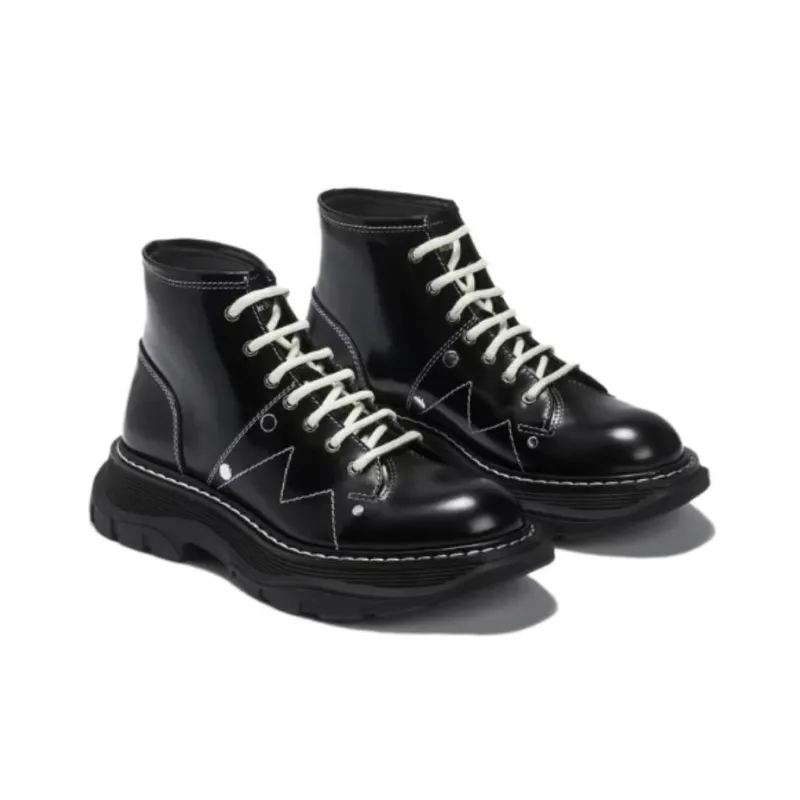 Alexander McQueen Tread Lace Up Boots 'Black'-3