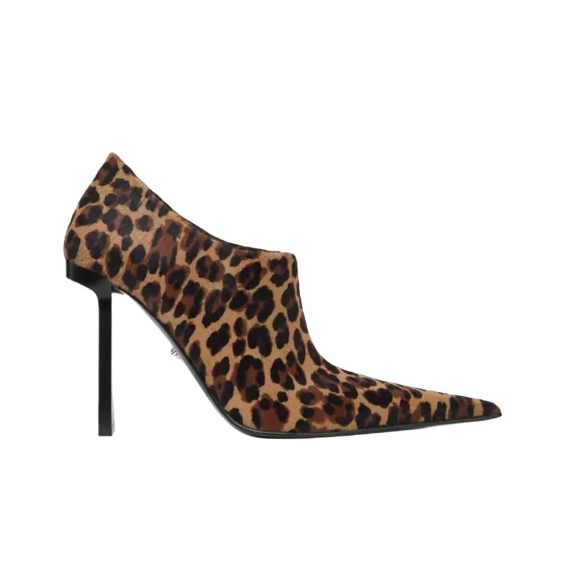 VERSACE Leopard Slice Ankle Boots 10.5cm Women's Brown-1