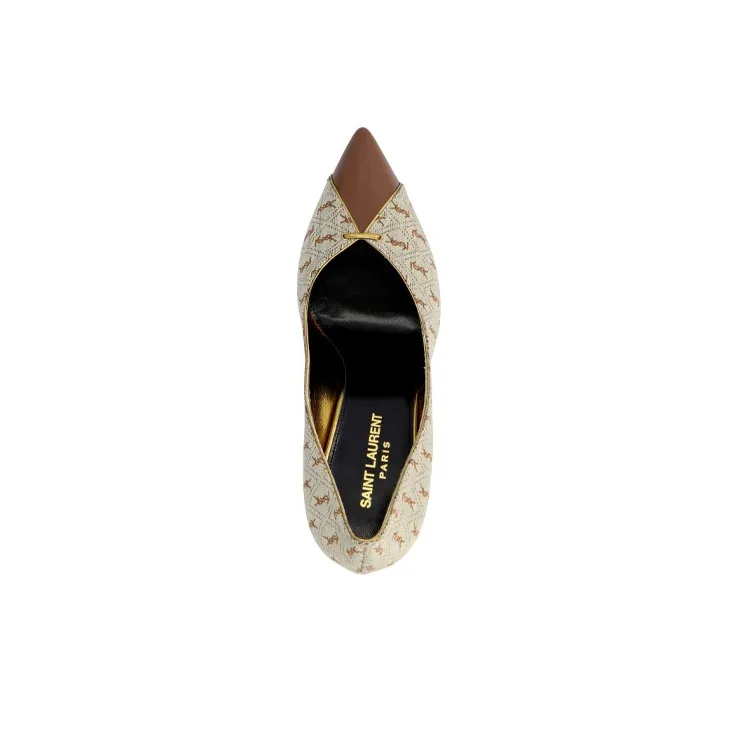 SAINT LAURENT All-over Logo Pointed Pumps-2