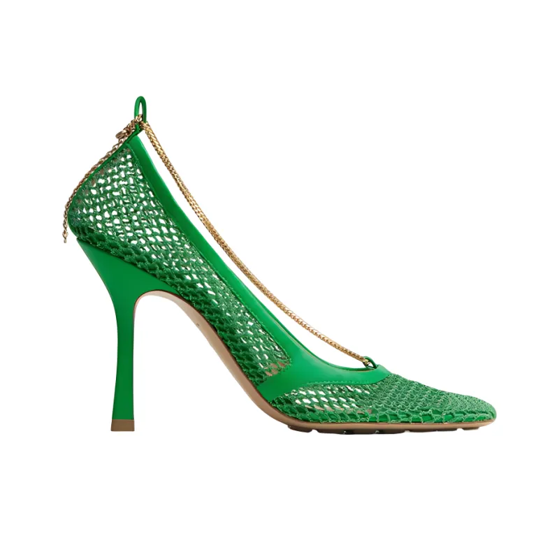 Bottega Veneta Mesh Square Toe Pumps-1