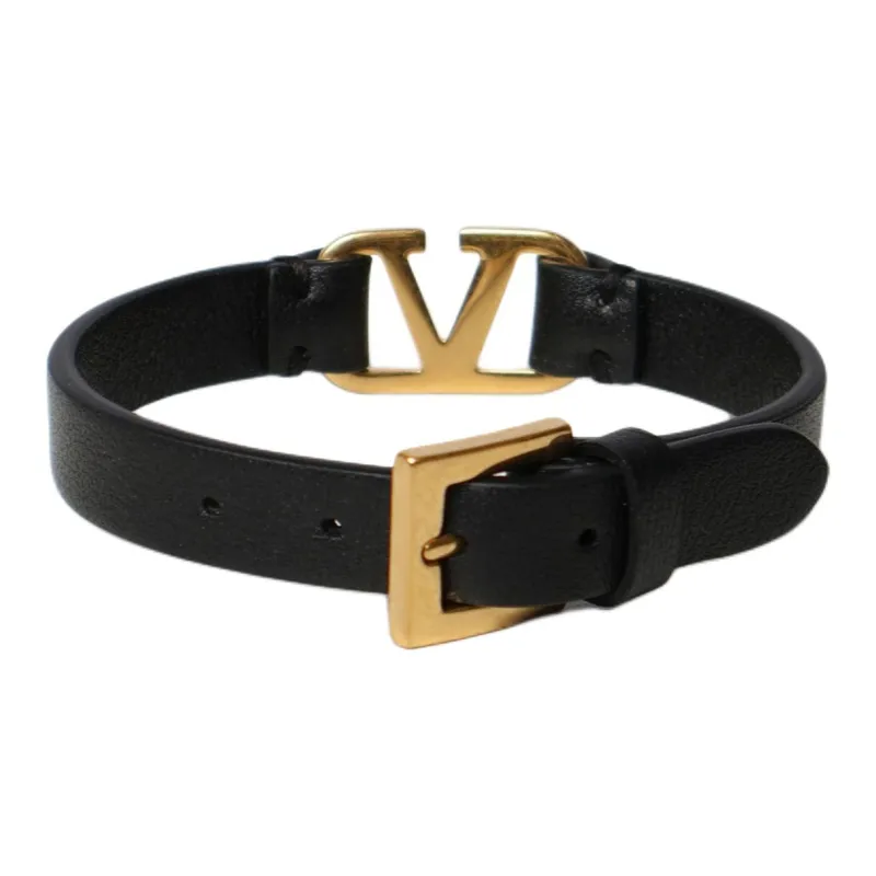 Valentino Calfskin Wristbands Women's Black/Gold-1