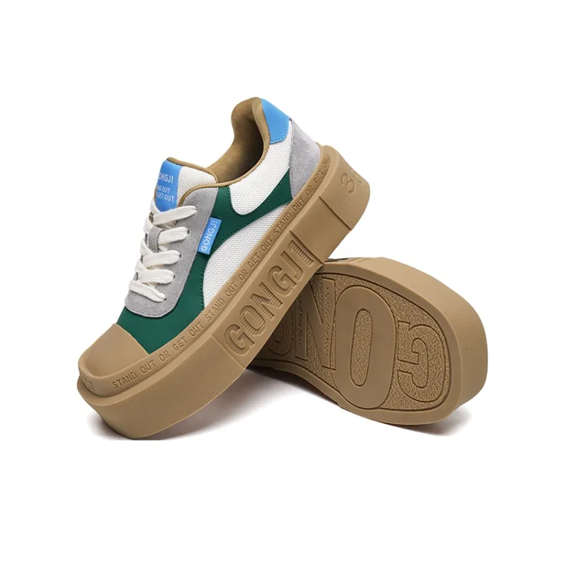 GONGJI Square Inch Of Ground Low Top Skateboard Shoes Unisex Green-3