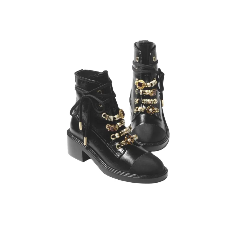 CHANEL Ankle Boots 5cm Women's Black-3