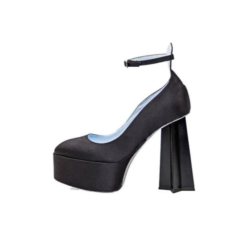 CHIARA FERRAGNI Chunky Heel High Heels 12cm Women's Black-0