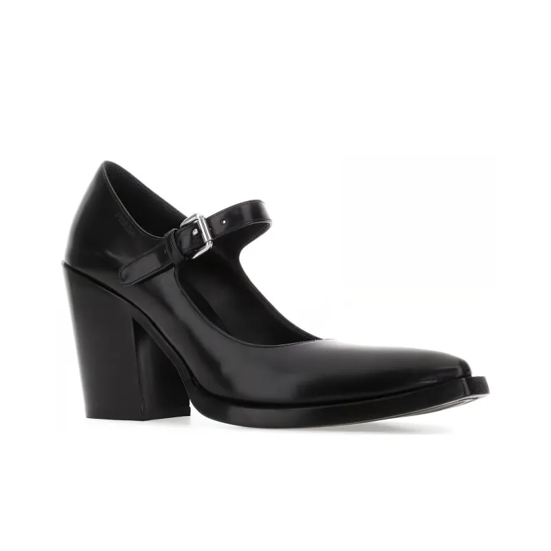 PRADA Chunky Heel High Heels Women's Black-1