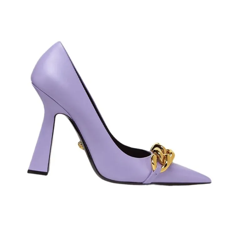 VERSACE Irregular Heel High Heels 11cm Women's Purple-1