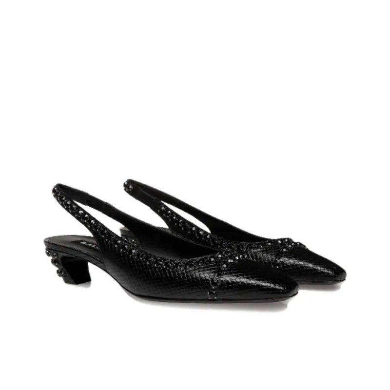 BALLY Sylt Snakeskin-embossed Slingback Pumps-3
