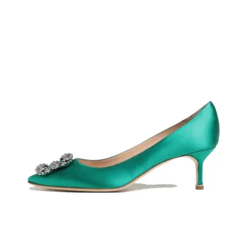 MANOLO BLAHNIK Green Hangisi 90 Satin Pumps