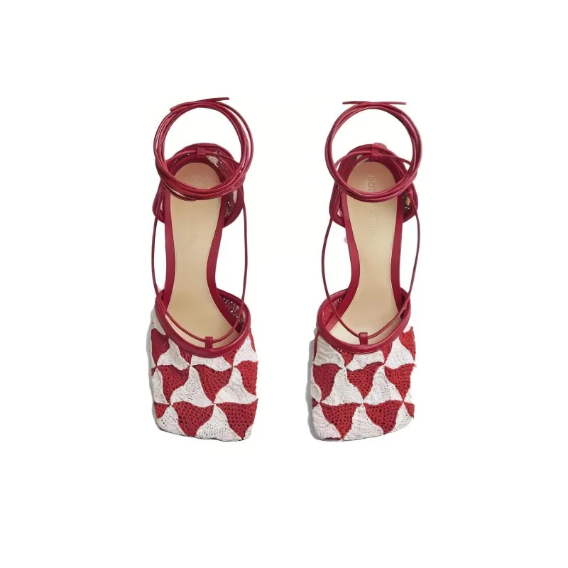 Bottega Veneta Hand-Crocheted Wavy Triangle Stretch Sandals Women's-4