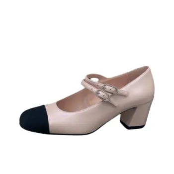 CHANEL Chunky Heel High Heels Women's Pink