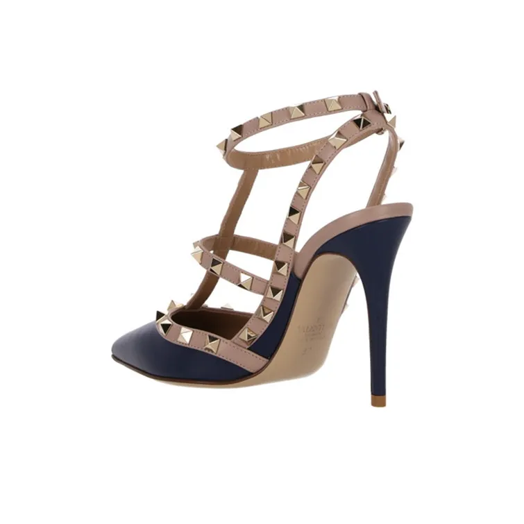 Valentino Slim Heel High Heels Women's Marine Blue-3