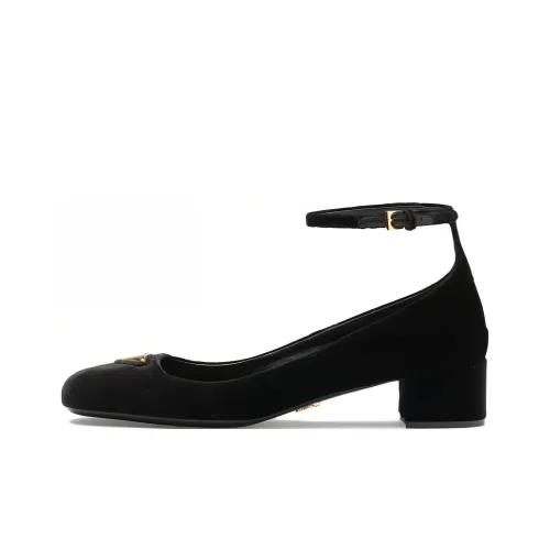 PRADA 35mm Triangle-logo Velvet Pumps