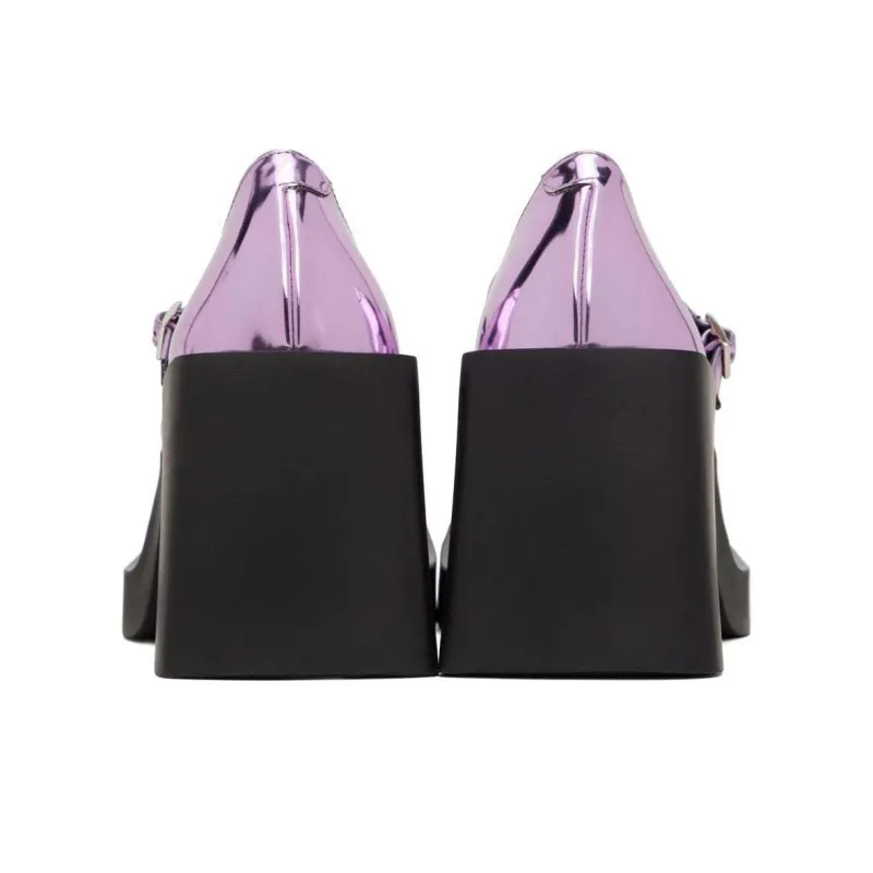 JUSTINE CLENQUET Kim Chunky Heel High Heels 8cm Women's Purple-4